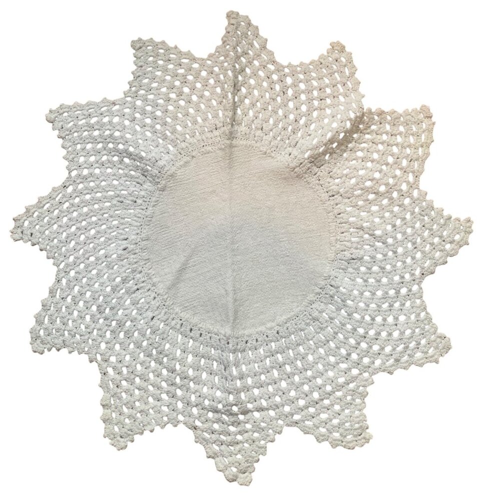 Handcrafted 16-Inch Vintage Cream Crocheted Round Doily